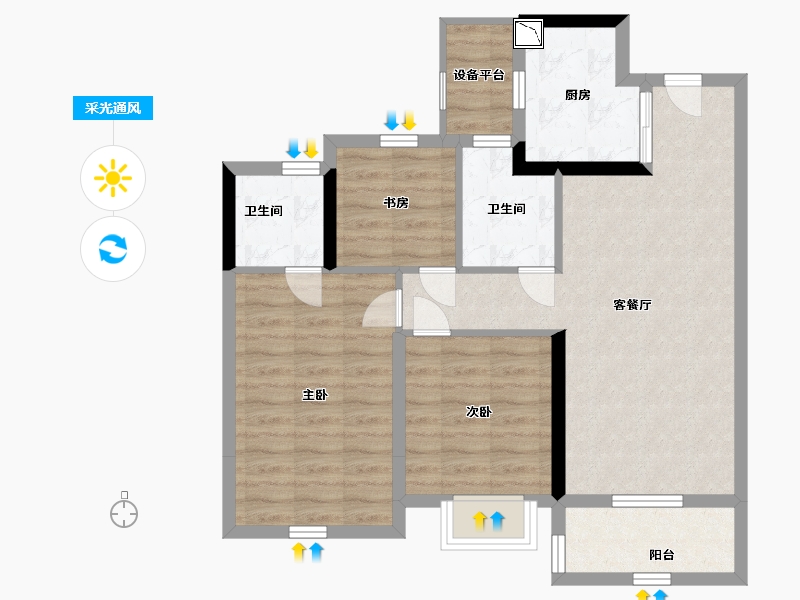 浙江省-杭州市-新希望锦畔云汀-78.40-户型库-采光通风