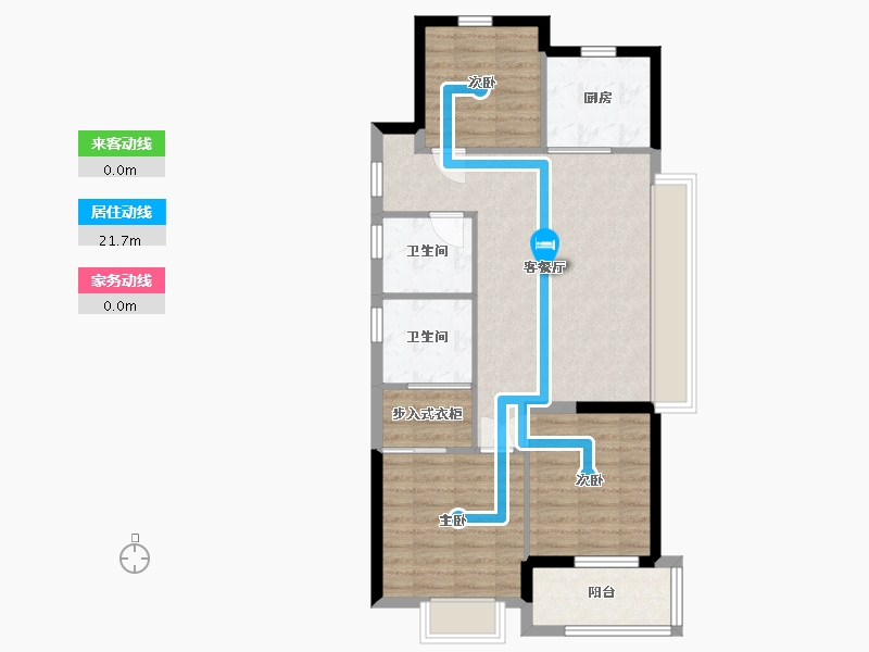 浙江省-杭州市-滨江沁语晓庭-78.14-户型库-动静线