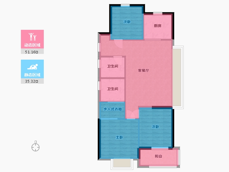 浙江省-杭州市-滨江沁语晓庭-78.14-户型库-动静分区