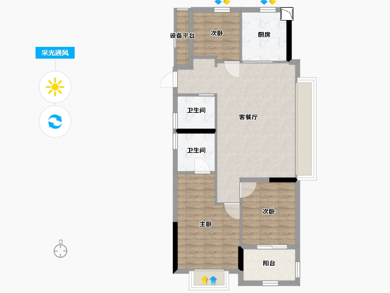 浙江省-杭州市-杭辰星万里-76.00-户型库-采光通风