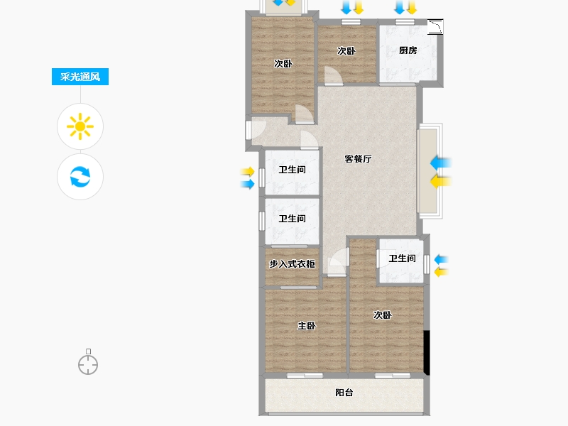 浙江省-杭州市-滨江御滨府-106.16-户型库-采光通风