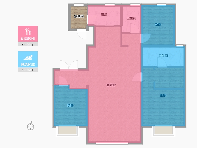 天津-天津市-农垦含章雅著-108.00-户型库-动静分区