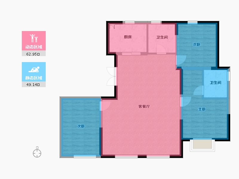 黑龙江省-哈尔滨市-融创星美御-102.06-户型库-动静分区