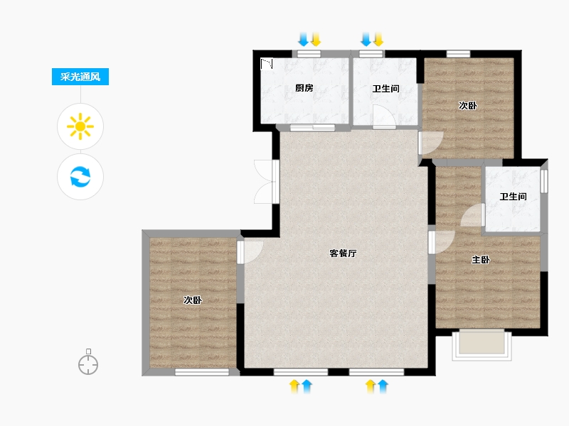 黑龙江省-哈尔滨市-融创星美御-102.06-户型库-采光通风