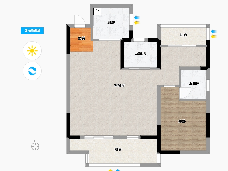 安徽省-合肥市-光明府-83.20-户型库-采光通风