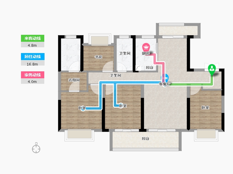 浙江省-湖州市-诚通公园里-108.00-户型库-动静线