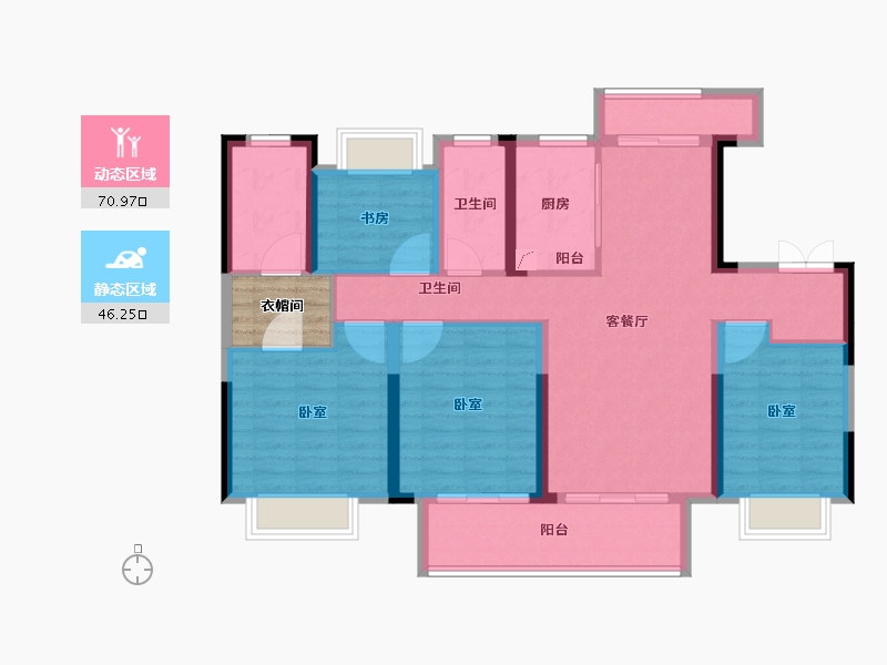 浙江省-湖州市-诚通公园里-108.00-户型库-动静分区