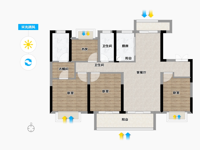 浙江省-湖州市-诚通公园里-108.00-户型库-采光通风