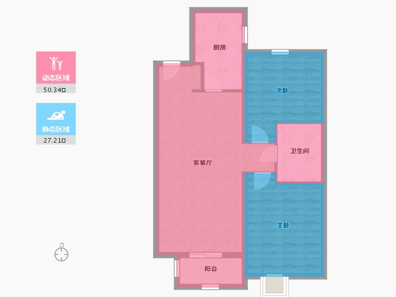 天津-天津市-美的旭辉翰悦府-69.60-户型库-动静分区