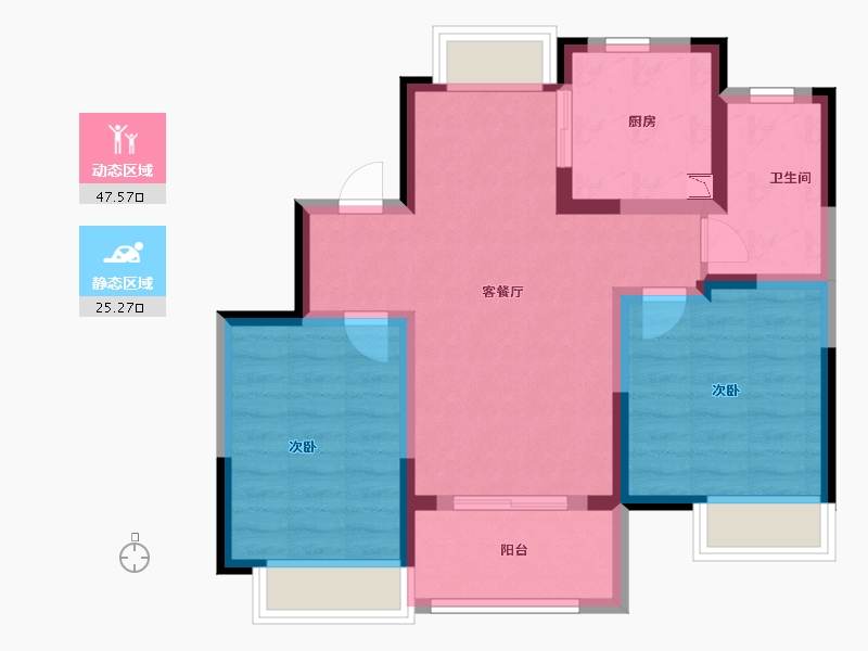 上海-上海市-中建锦绣溪庭-64.00-户型库-动静分区