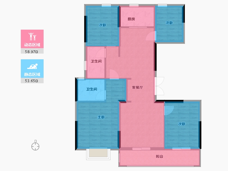 浙江省-杭州市-德信钱塘云庄-101.60-户型库-动静分区