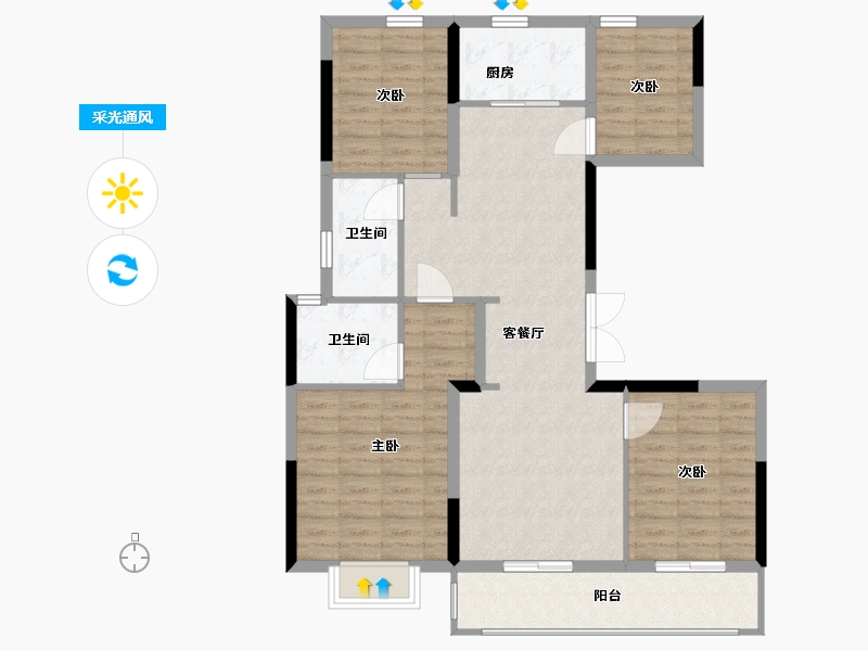 浙江省-杭州市-德信钱塘云庄-101.60-户型库-采光通风