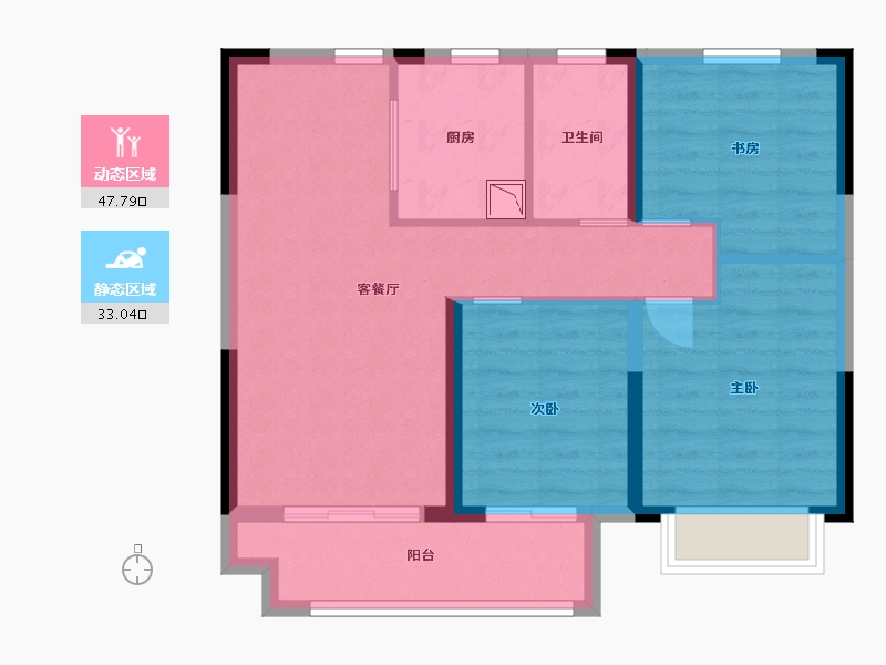 湖北省-武汉市-宝业德信宸光里-72.00-户型库-动静分区