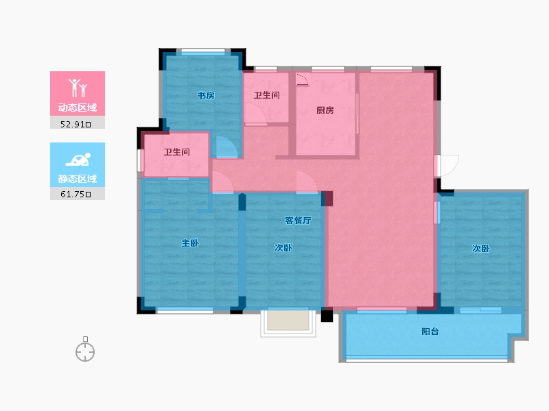 湖北省-武汉市-宝业德信宸光里-102.40-户型库-动静分区