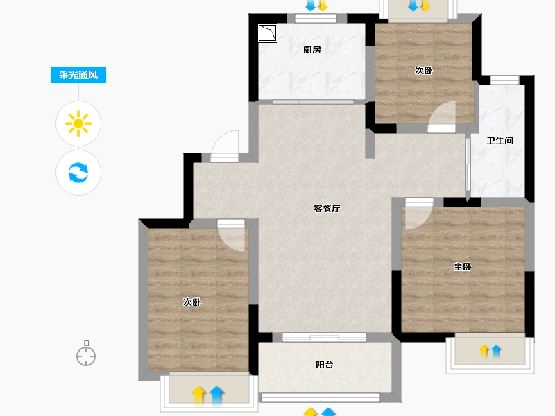 上海-上海市-中建锦绣溪庭-72.00-户型库-采光通风