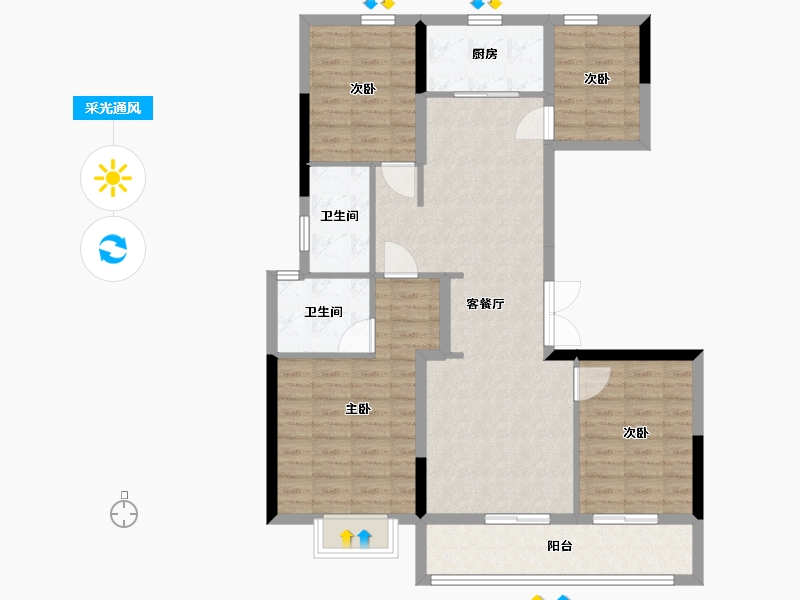 浙江省-杭州市-德信钱塘云庄-101.60-户型库-采光通风