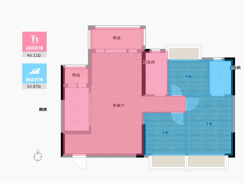 广东省-肇庆市-东基・四季金谷-71.19-户型库-动静分区