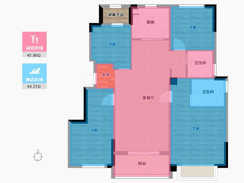 浙江省-金华市-保亿湖风雅园-86.40-户型库-动静分区