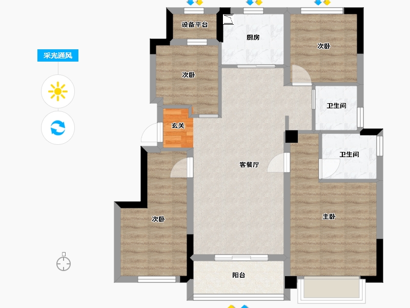 浙江省-金华市-保亿湖风雅园-86.40-户型库-采光通风