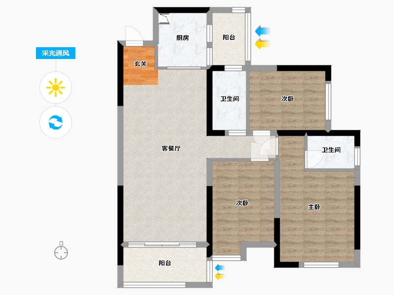 广西壮族自治区-桂林市-绿涛公园里-92.45-户型库-采光通风