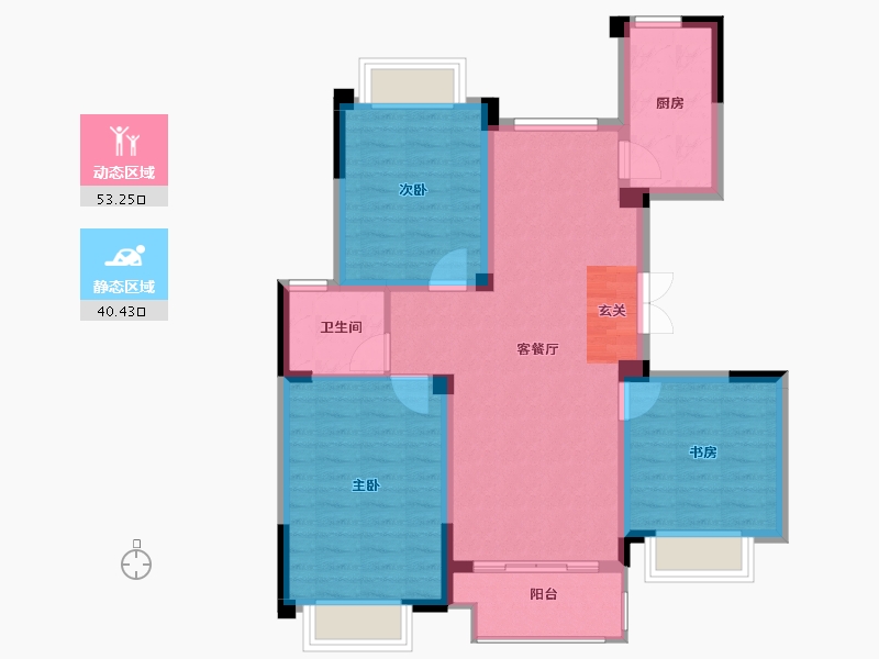 江苏省-扬州市-城建九境融园-83.99-户型库-动静分区