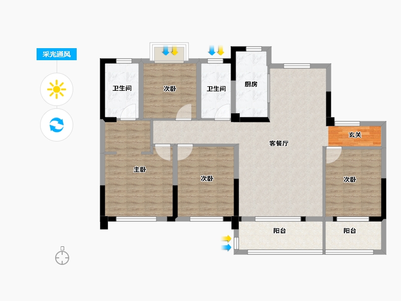 江苏省-扬州市-城建九境融园-114.00-户型库-采光通风