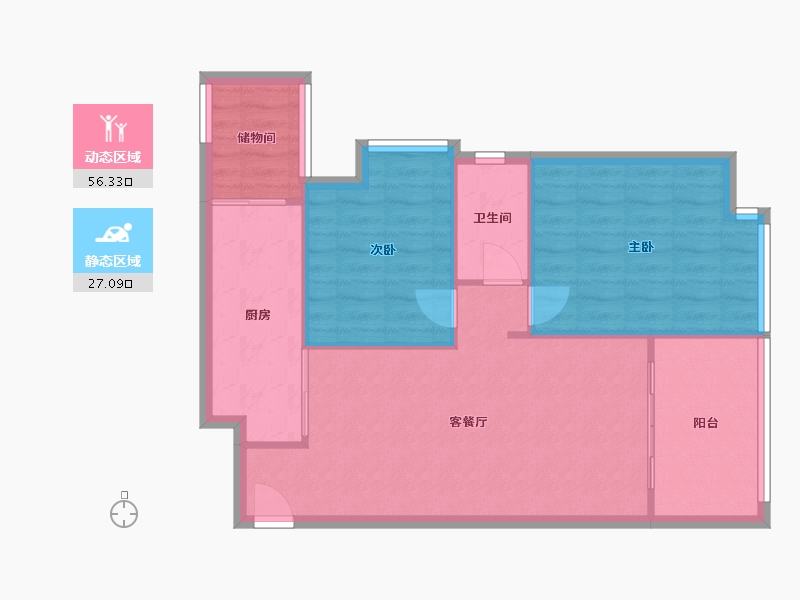 重庆-重庆市-奥园金域-76.27-户型库-动静分区