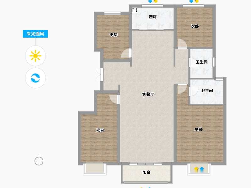 河北省-唐山市-玉田万润城-136.01-户型库-采光通风