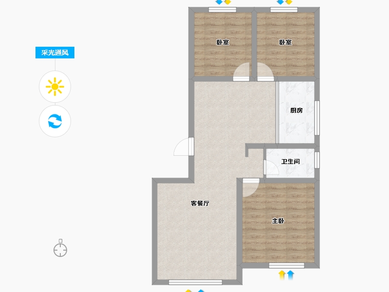 河北省-唐山市-滨海华府-74.55-户型库-采光通风