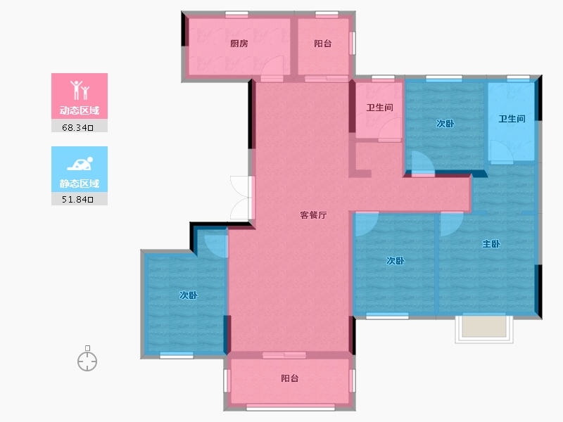 湖南省-长沙市-金基・芳华-107.58-户型库-动静分区