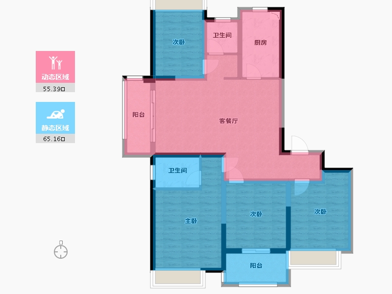 江苏省-镇江市-中南颐居合山居-106.89-户型库-动静分区