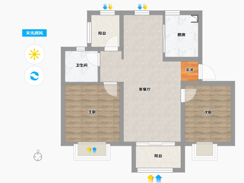 江苏省-南京市-中海云麓公馆-64.00-户型库-采光通风