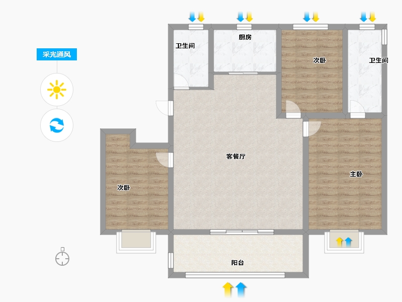 山东省-烟台市-大栖地-104.80-户型库-采光通风