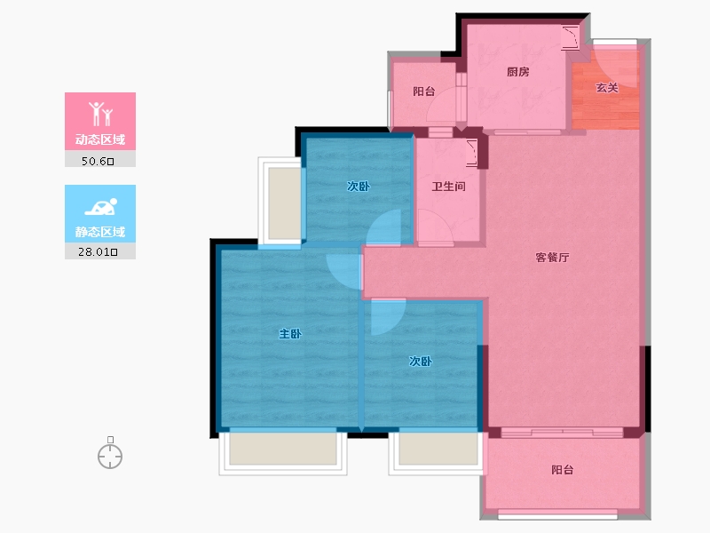 广东省-惠州市-时代倾城-70.31-户型库-动静分区