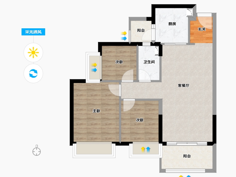 广东省-惠州市-时代倾城-70.31-户型库-采光通风