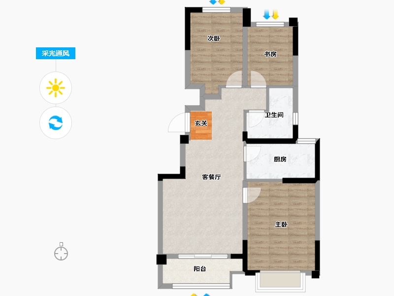 江苏省-扬州市-城建九境融园-76.13-户型库-采光通风