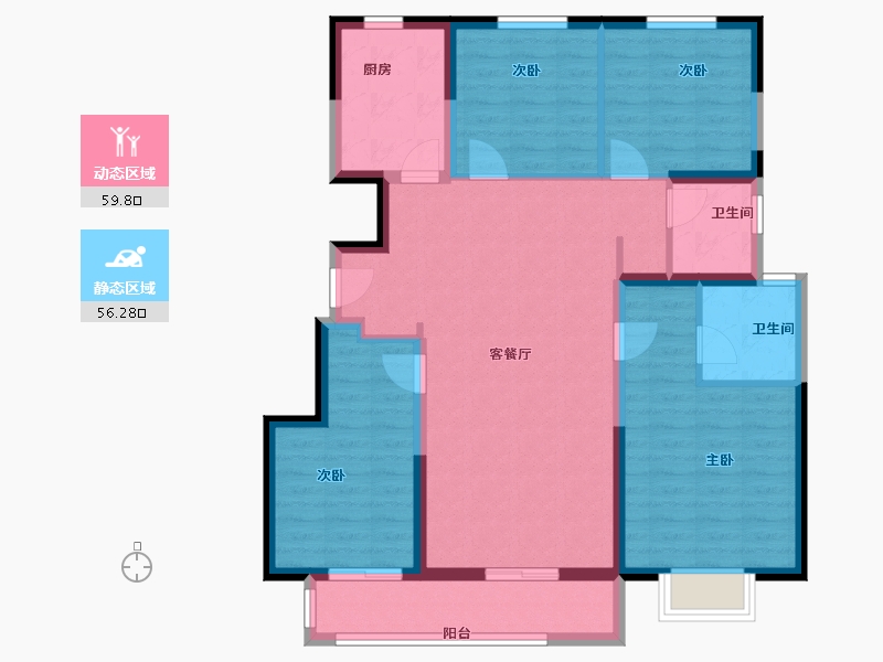 山东省-烟台市-中昂祥云府-104.00-户型库-动静分区