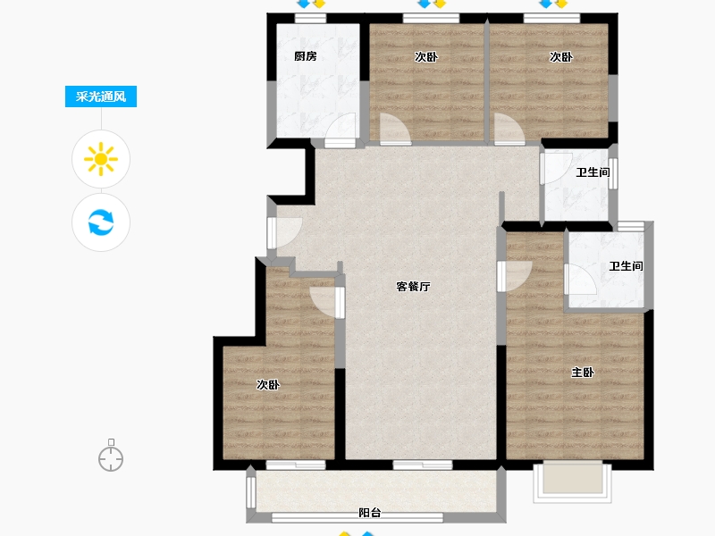 山东省-烟台市-中昂祥云府-104.00-户型库-采光通风