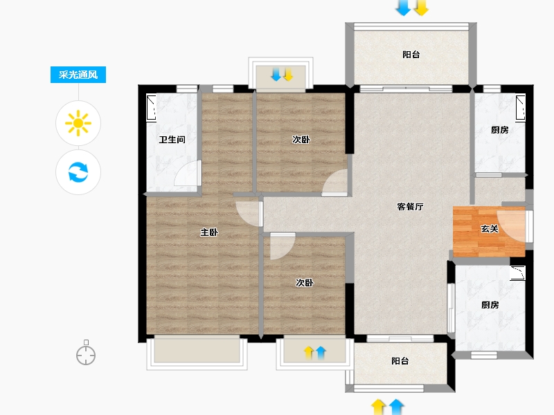 广东省-惠州市-时代倾城-93.83-户型库-采光通风