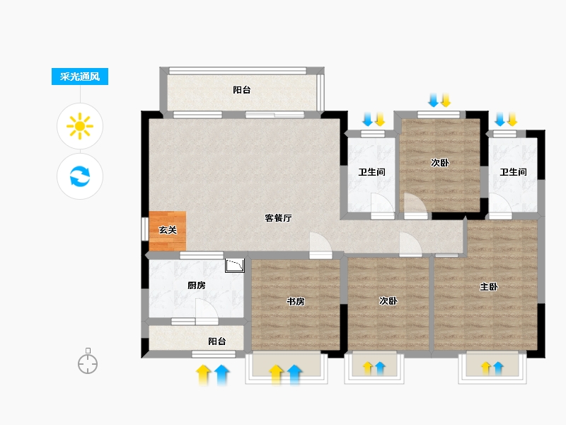 贵州省-贵阳市-贵阳中梁壹号院-95.20-户型库-采光通风