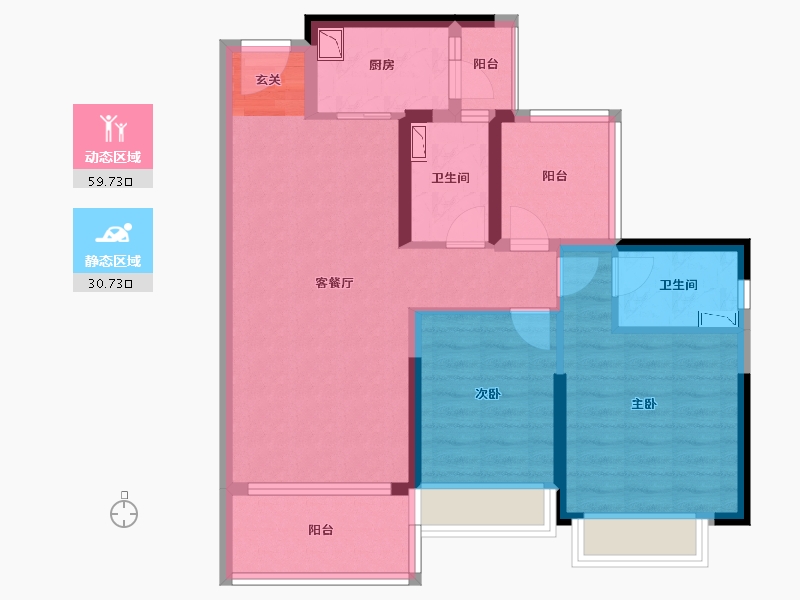 广东省-惠州市-方直彩虹里-79.55-户型库-动静分区