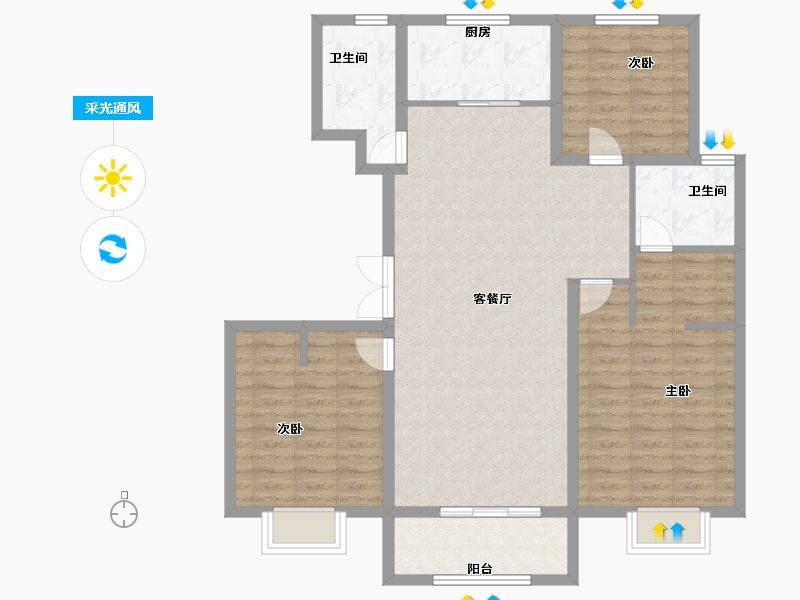 山东省-烟台市-泰和府-104.00-户型库-采光通风