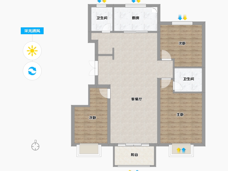 河北省-唐山市-玉田万润城-95.04-户型库-采光通风