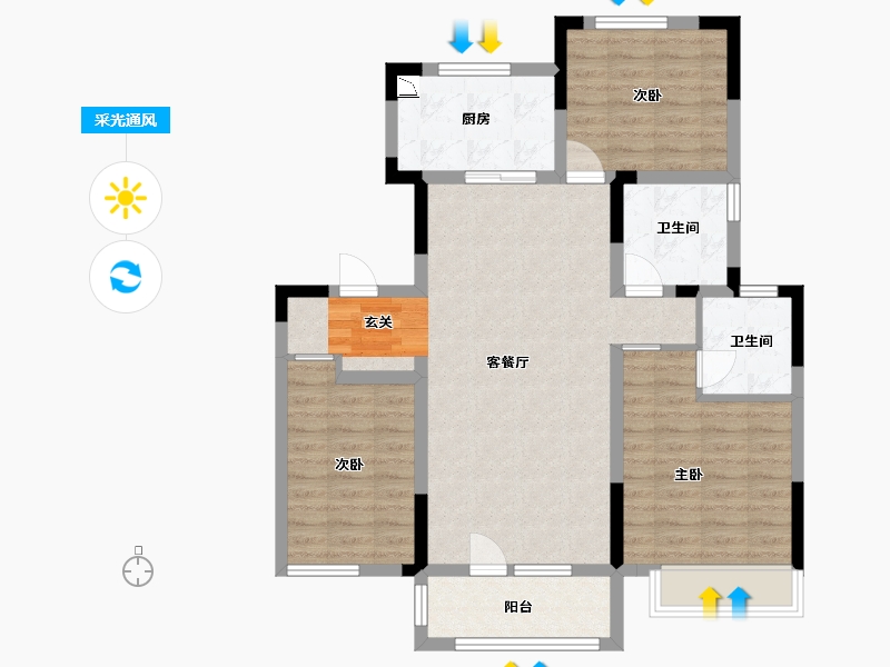 山东省-青岛市-卓越・嘉悦-88.00-户型库-采光通风