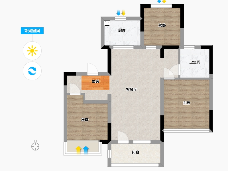 山东省-青岛市-卓越・嘉悦-71.20-户型库-采光通风