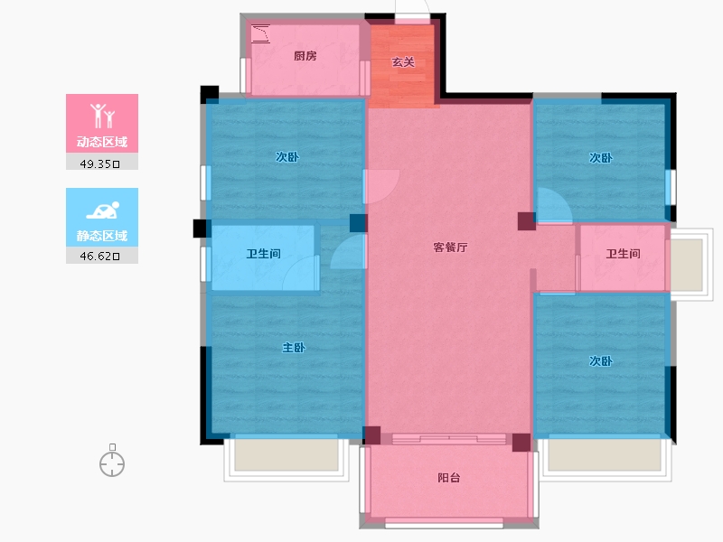 广西壮族自治区-桂林市-碧园南溪新城-86.87-户型库-动静分区