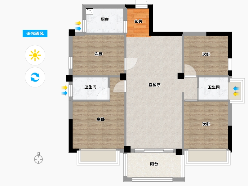 广西壮族自治区-桂林市-碧园南溪新城-86.87-户型库-采光通风