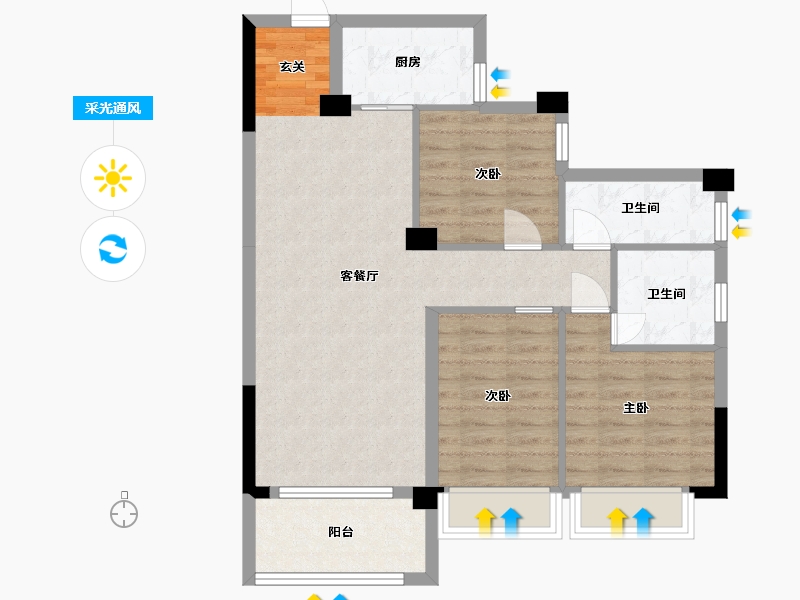 广西壮族自治区-桂林市-碧园南溪新城-79.95-户型库-采光通风