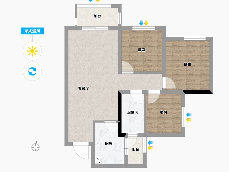 四川省-雅安市-金科集美学府-66.58-户型库-采光通风