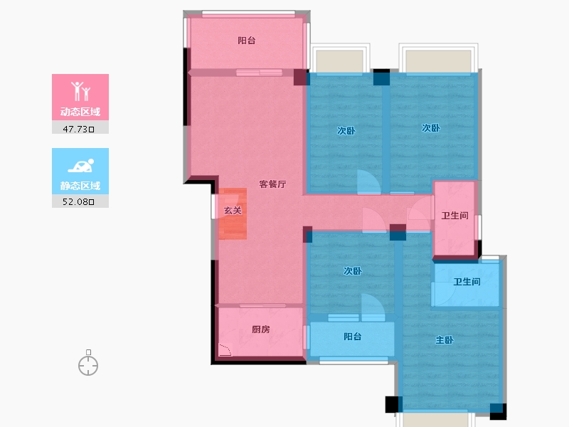 广西壮族自治区-桂林市-碧园南溪新城-87.27-户型库-动静分区